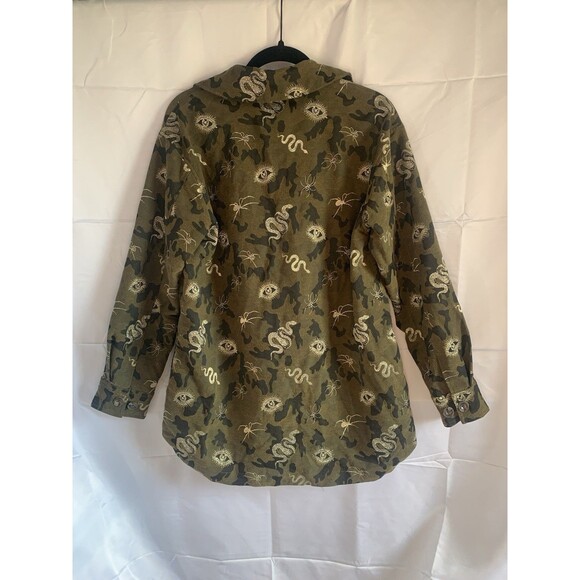 Johnny Was Workshop Shirt Jacket SM Camo Witchy Embroidery - Picture 2 of 11